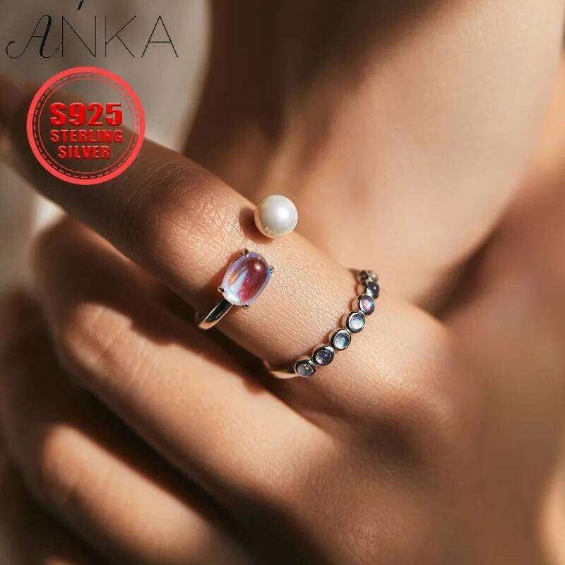 S925 sterling moonstone ring, diamond lined and stacked wearing silver rings for women engagement ring jewelry H260312