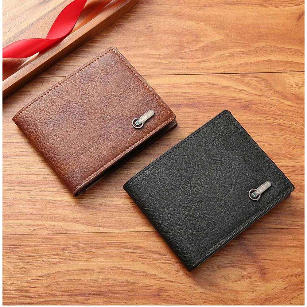 Men Purse Black Wallet Male Business Id Cards Holder Pu Leather Multiple Slot Casual Large Capacity Dollar Coin Money Bags
