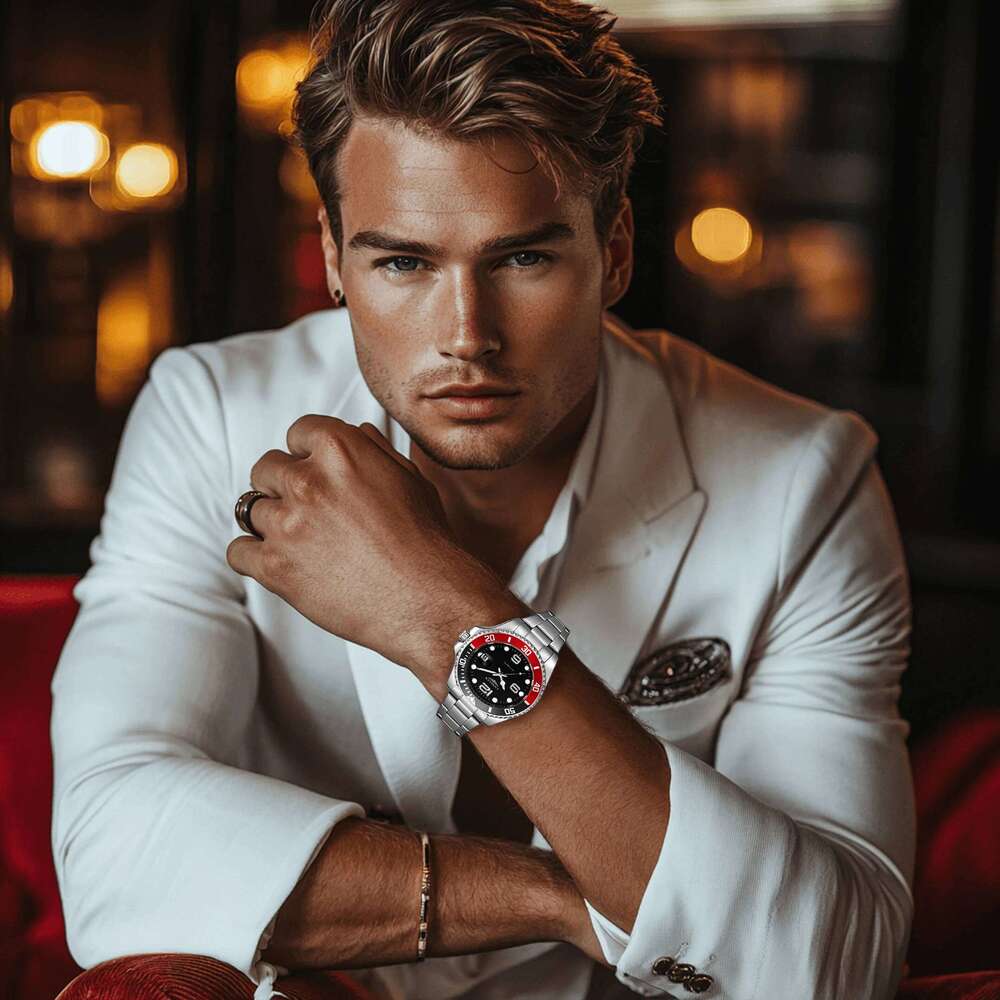 LONGLUX automatic man luxury mechanical wristwatches stainless steel skeleton day date waterproof mens watch men gift