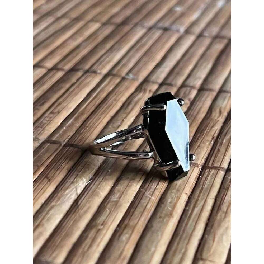 Coffin Ring, Goth Black Jewelry, Vampire , Witch, Gothic, Rings, Onyx Gemstone jewelry H260312