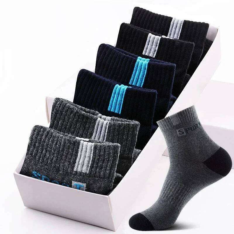 5Pairs Autumn Winter Men Cotton Sports Breathable Business Socks Size EU39-45 Z260312