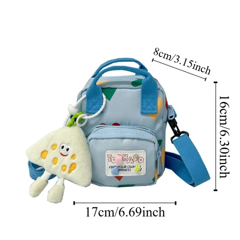 Korean Style Crossbody Shoulder Bag Love Heart Printed with Pendant Mini Dopamine Handbag Cartoon Color Contrast 260311