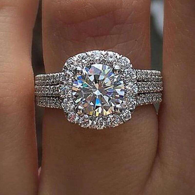Huitan Trendy Women with Brilliant Cubic Zirconia Engagement Rings Fashion Wedding Party Jewelry Drop Shipping H260312