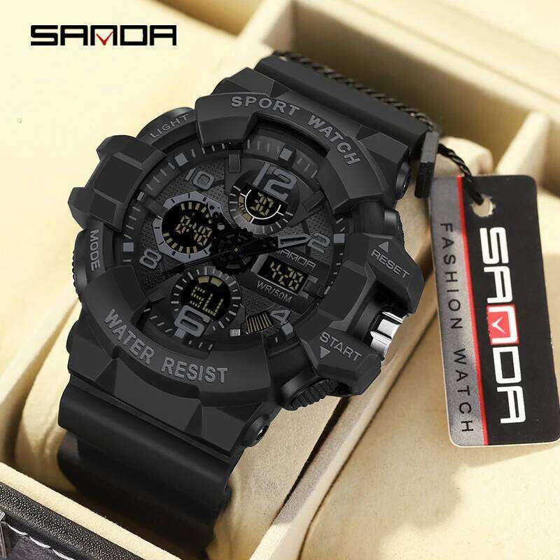 SANDA LED Digital Men G Style Military Sports Electronic Double Display Date waterproof Quartz Watch Relogio Masculino