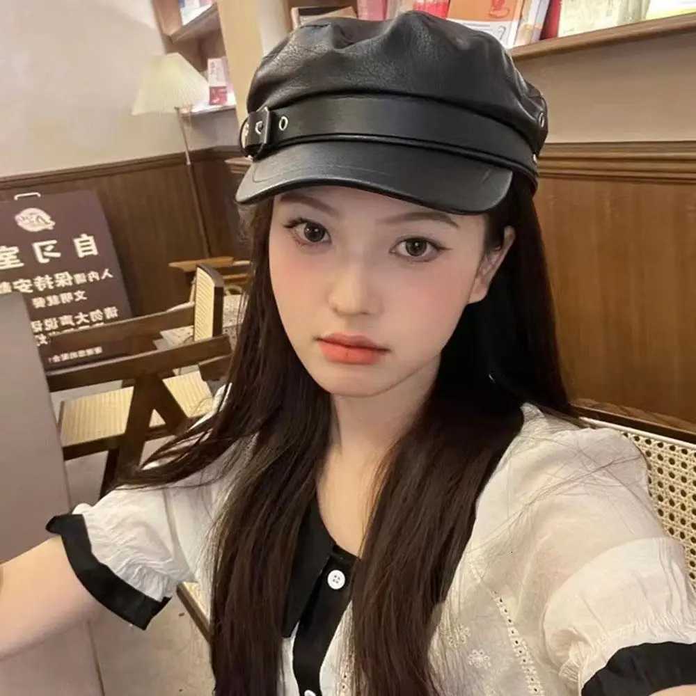 New Womens PU Leather Beret Hat Vintage England Flat Top Newsboy Caps Outdoor Casual Visor Black Artist Fashion Painter Hat H260312 - view 6