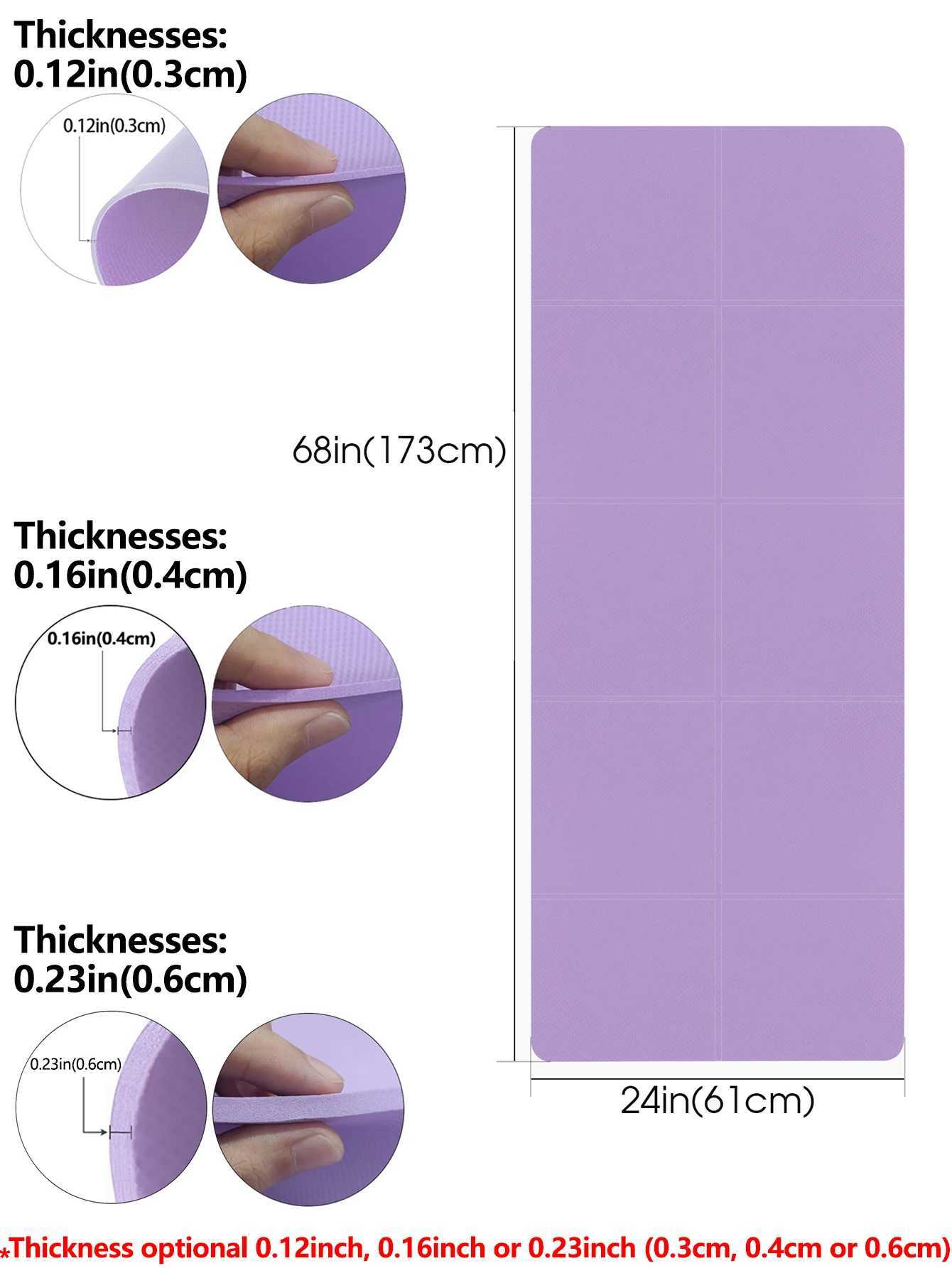 Purple Foldable Yoga Mat Eco Friendly EVA Folding Travel Fitness Exercise Mat 3/4/6mm Thicknesses for Yoga Pilates Workouts M260312