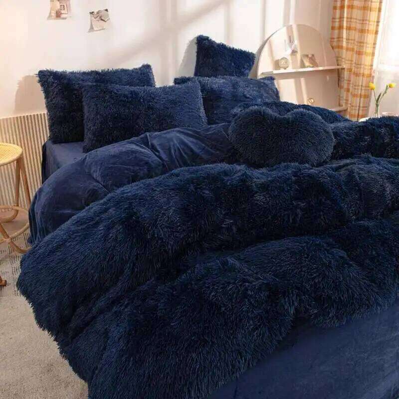 Mink Fur Four Piece Winter Duvet Cover Pillowcase Crystal Bed Sheet Milk Plush Set Wholesale duvet cover H260312