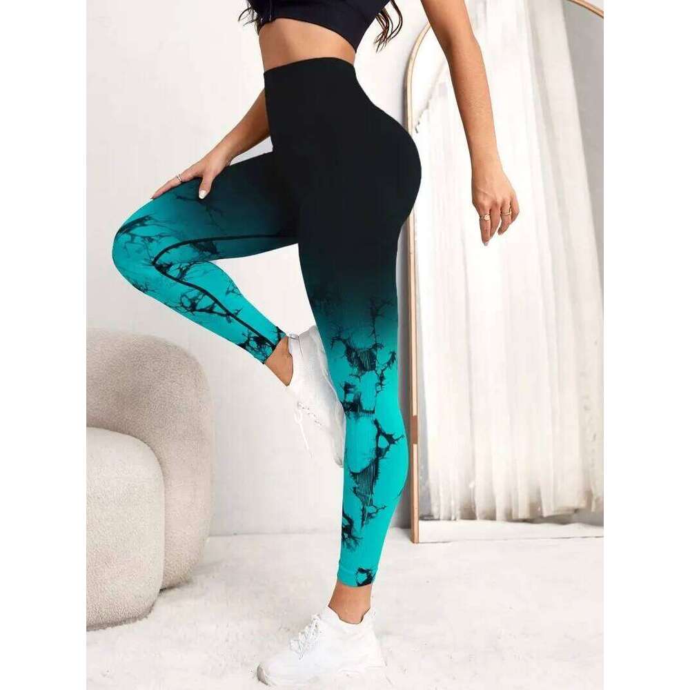 Yoga Pants Women Seamless Push Up Sports Fitness Joggings High Waist Gym Workout Scrunch Tie Dye Running Leggings 26H0311