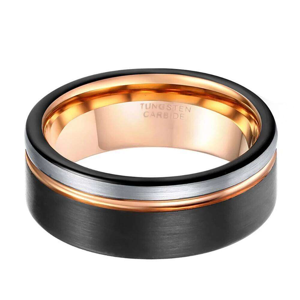 Fashion 6/8mm Black Tricolor Tungsten Steel Ring for Men Women Carbide Engagement Rings Wedding Bands Jewelry Accessories H260312