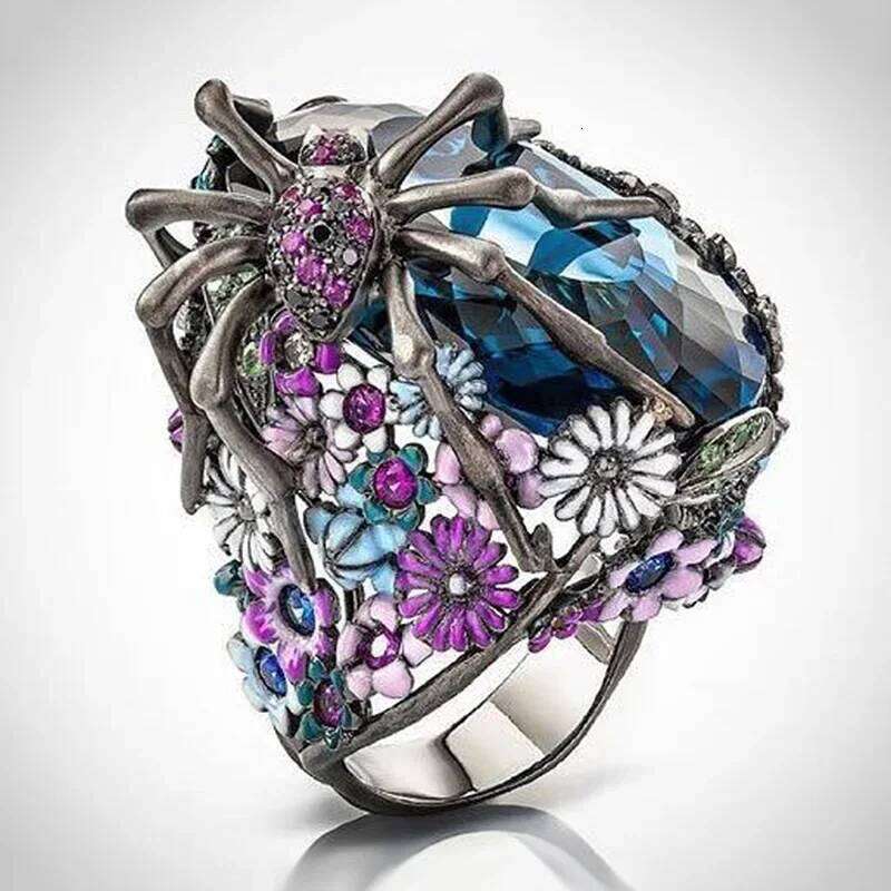 Exquisite Unique Spider Fog Finger for women Shiny CZ Crystals Stone Animal Rings Female Anel accessories gifts H260312