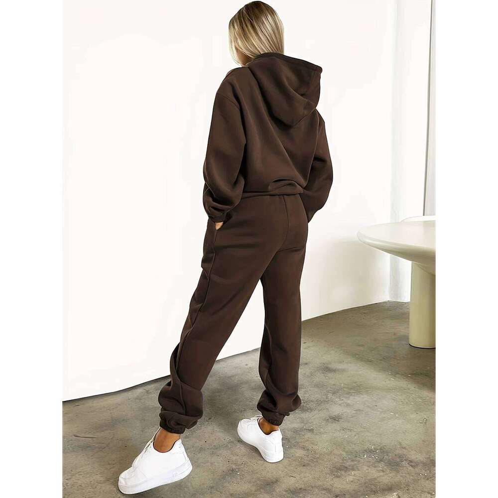 women Hoodies+sweatpant set Hip Hop Street Casual Printed Hoodie Oversize Loose New Sweatshirts Autumn Warm Fleece Clothing C260312