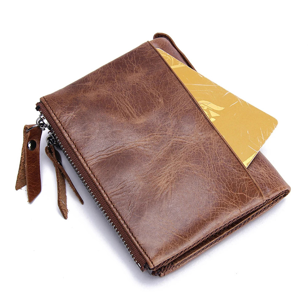 CONTACTS Genuine Crazy Horse Cowhide Leather Men Wallet Short Coin Purse Small Vintage Wallets High Quality er 260304