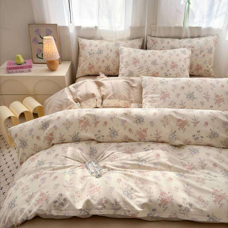 100% Cotton Duvet Cover Set with 2 Pillowcases - Floral Design, Elegant & Breathable Bedding Set, Multiple Sizes H260312