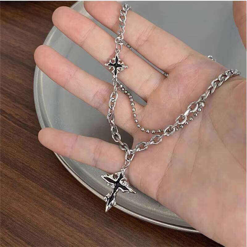 Black Cross Pendant Cool fashion Jewelry for Women Men Hip Hop Y2K Necklace