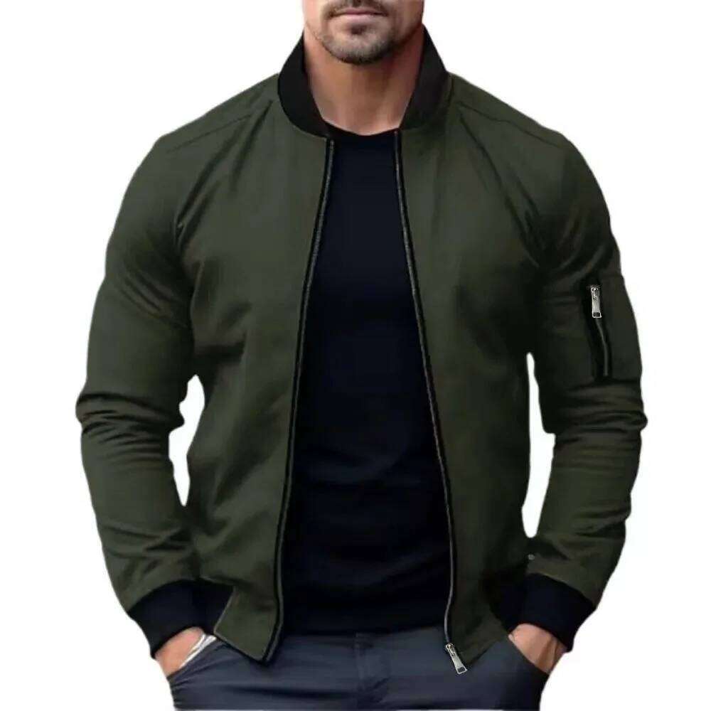 New Jackets for Men Solid Color Bomber Jacket Coat Business Male Coats Windbreaker Mens Zipper Korean Basic Streetwear Tops 26H0311