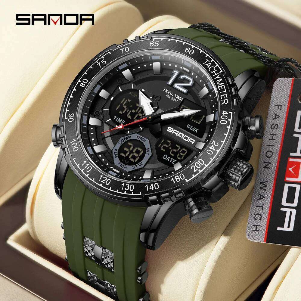 Fashion Sanda 6193 Top Brand Date Military Sports Waterproof Electronic Mens Clock Orologio Da Uomo Men Digital Watches