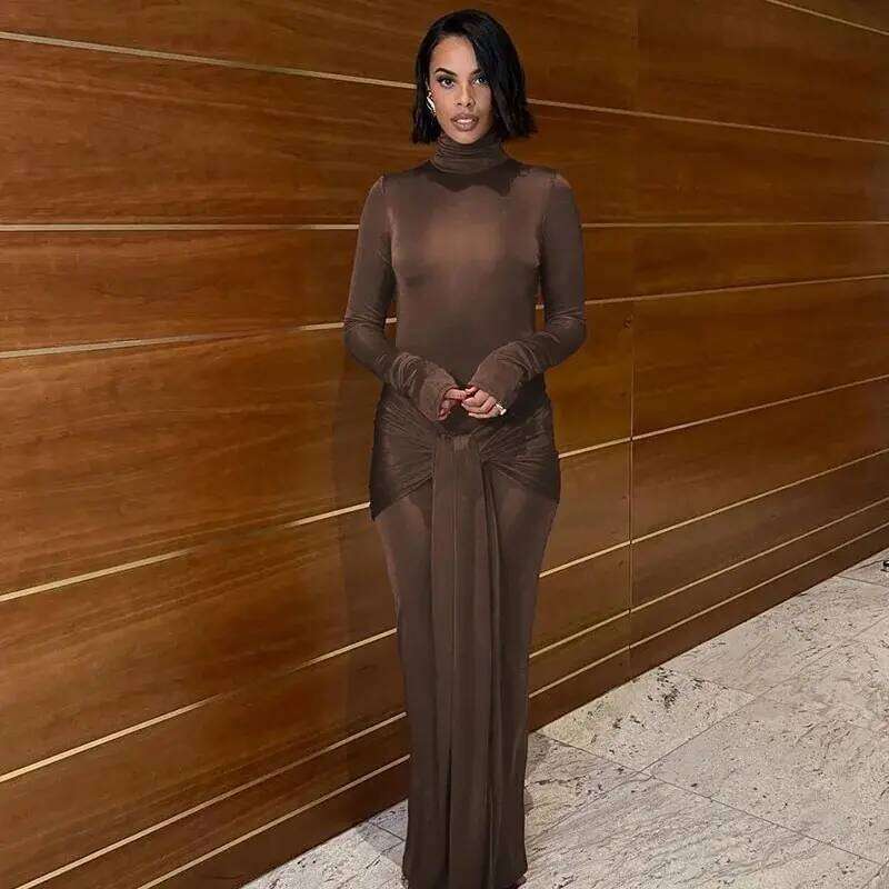 Hawthaw Women 2024 Spring Autumn Elegant Sleeve Party Club Streetwear Bodycon Red Long Dress Items For Business C260312