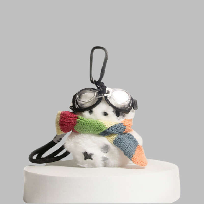Cute Christmas little white with glasses plush toy bag pendant, spotted dog backpack decoration, student gift