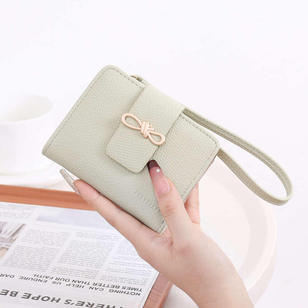 Luxury fashion wallet Bowknot Short Wallet For Women New Korean Style Handbag Off Stackable Coin Purse With Zipper And Wrist Strap
