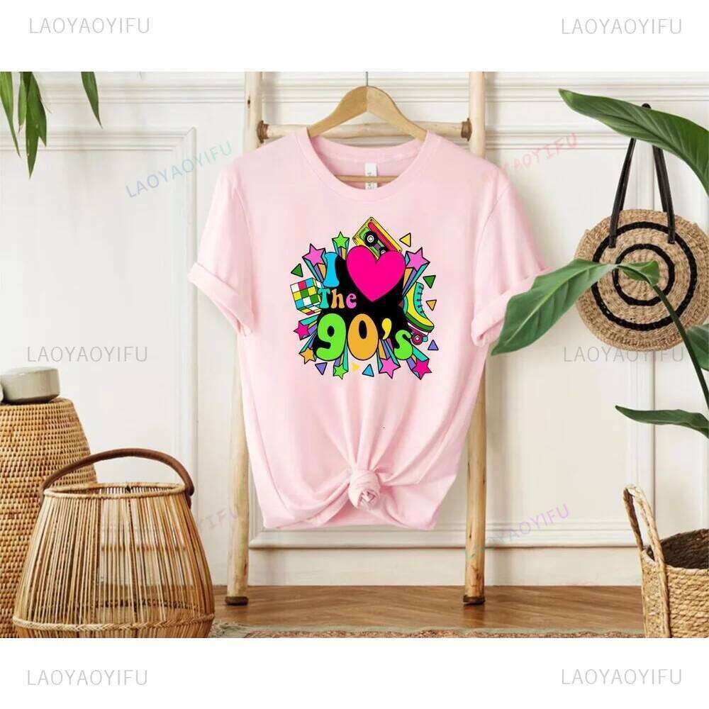 I Love The 90s Shirt 1990s Costume Hen Party Fashion Summer Cotton O-Neck Women Clothing Harajuku Short-sleeve Tops Z260312