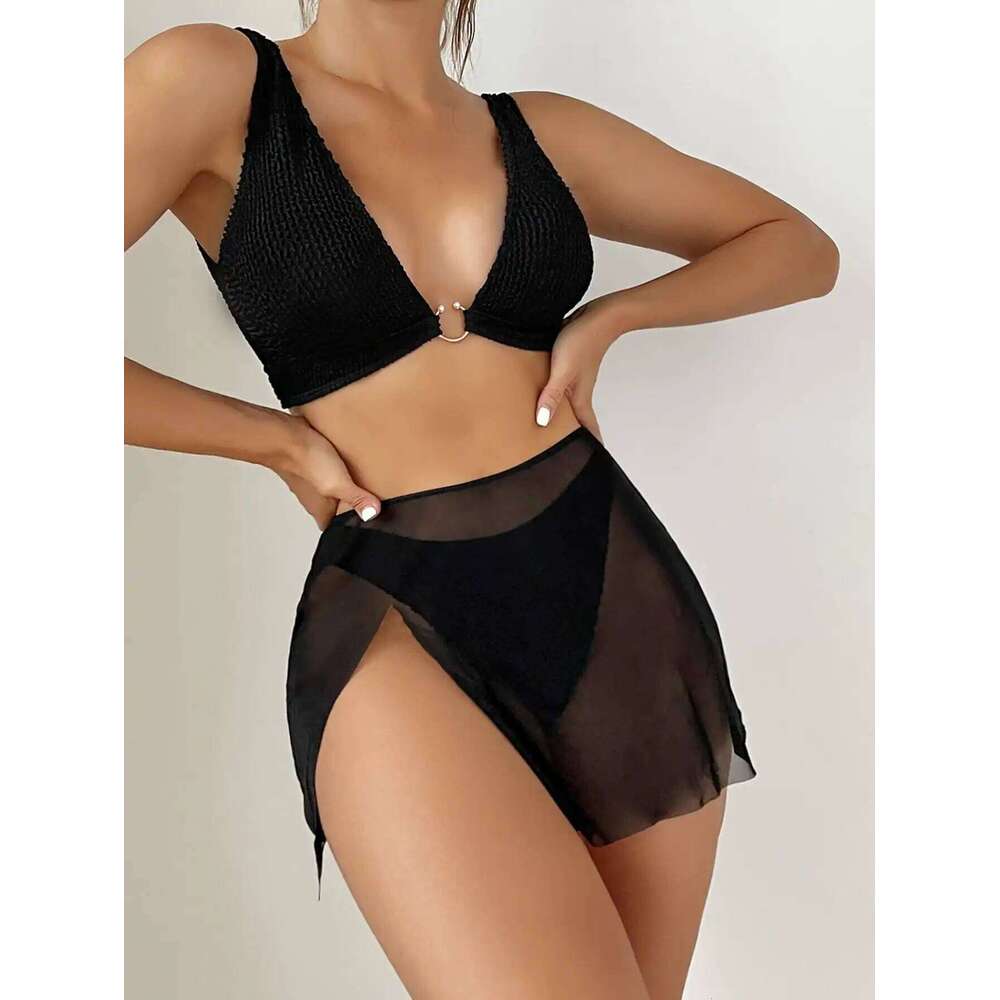 Brazilian Thong Bikini 2025 Women With Skirt Sexy Swimwear Female Padded Swimsuit Push Up Beachwear Bathing Suit Biquini Summer Y260303