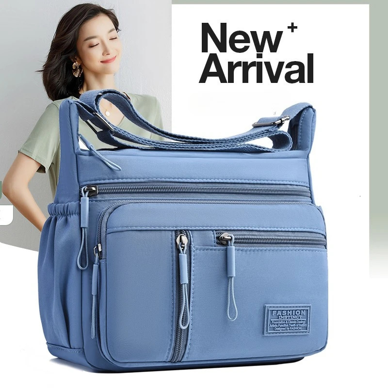 Fashion Womens Crossbody Bag MultiPockets HighQuality Waterproof Nylon Large Capacity Shoulder Messenger Handbag 260227