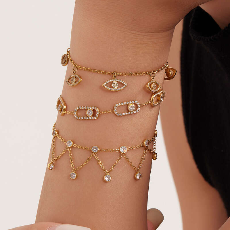 Women's Minimalist Bracelet: INS Style Full Zircon Tassel Women's Bracelet, 18K Real Gold Non-fading Elegant Vintage Daily Jewelry