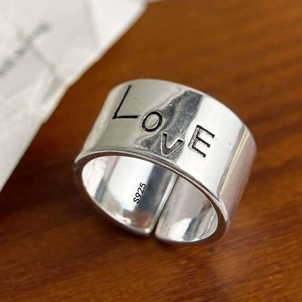 925 Sterling Silver Rings Women Geometric Fine Jewelry Finger Adjustable Simple Wide Ring For Party Birthday Gift H260312