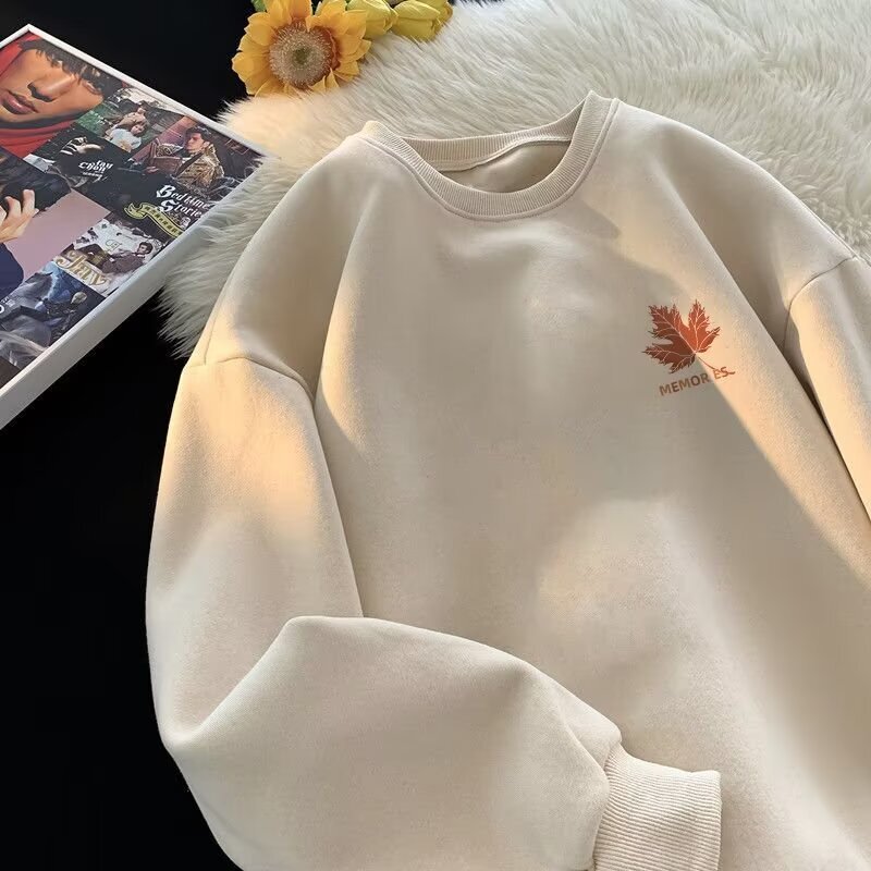 -style Round-neck Hong Kong-style Sweatshirt For Men And Women Plus Size Autumn/winter Designer Hoodie New Model Loose-fitting Heavyweight Solid Color