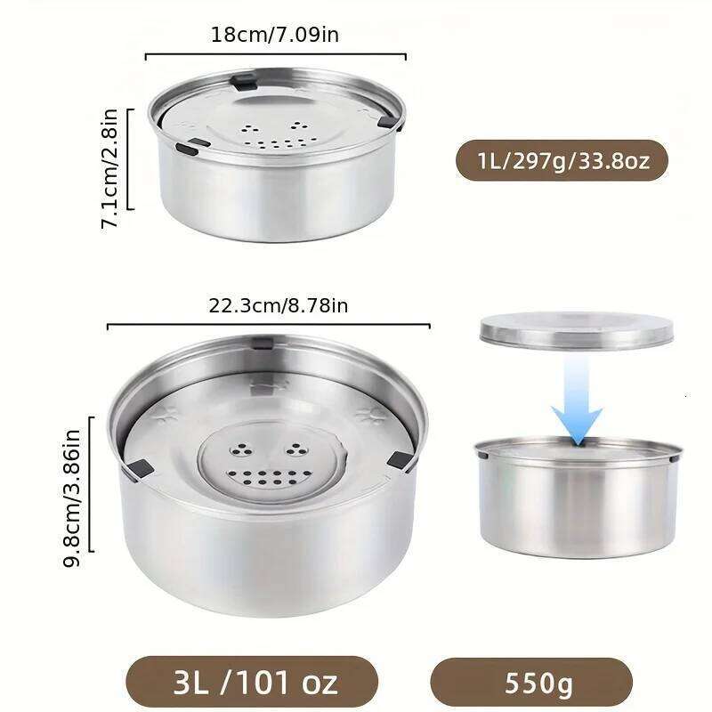 3L Stainless Steel No Spill Non-Slip Slow Dog Bowl Water Feeder Dispenser for Medium Large Dogs 26Y0312