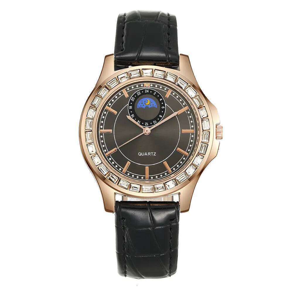 Luxury Large Dial Diamond Ladies Branded Quartz Watch Fashion 2025 Black Leather Women's Simple Dress Clock Gift Watches