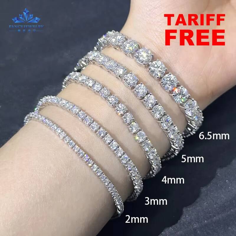 Ready to Ship VVS Moissanite Diamond Tennis Chain Necklace and Bracelet Iced Out Hip Hop Jewelry