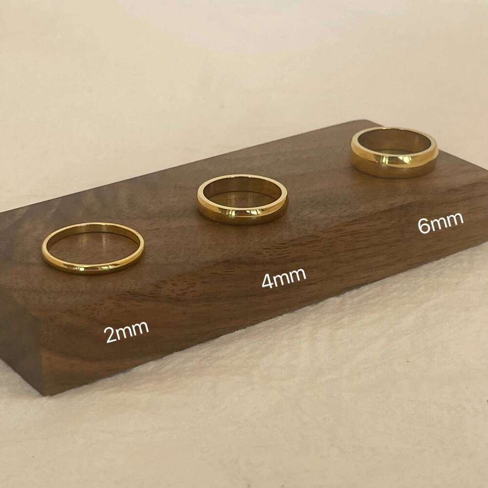 Minimalist Simple Smooth Stainless Steel Ring for Women and Men Classic 18K Gold Plated Couple Rings Wedding Engagement Jewelry H260312