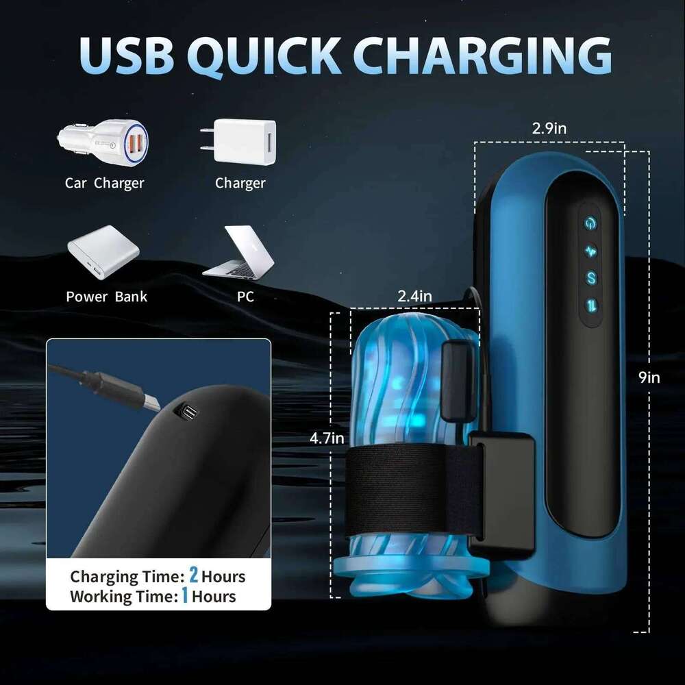 Automatic Male Masturbator Interchangeable Pocket Pussy Blowjob Vibrator with 6 Types of Piston and 5 Speed Modes Adult Sex Toys Z260311