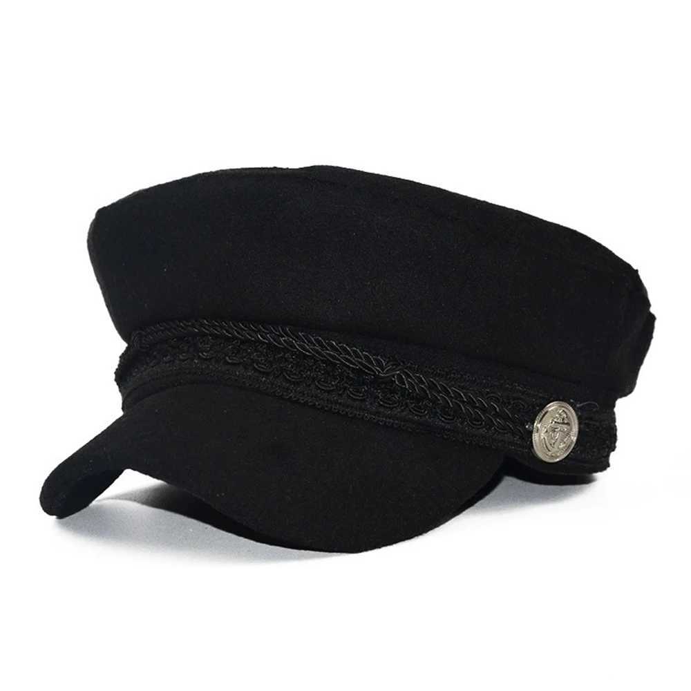 Fashion Women Men Spring Autumn Sailor Black Ladies Beret Top Captain Cap Travel Octagonal Hat H260312