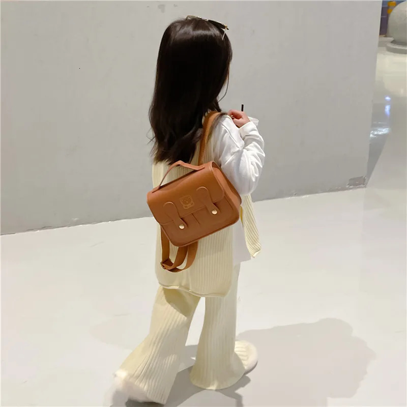 Childrens Leather Backpacks Autumn Korean Handbags for Students Boys Girls casual Kindergarten Baby Simple Backpack 260311