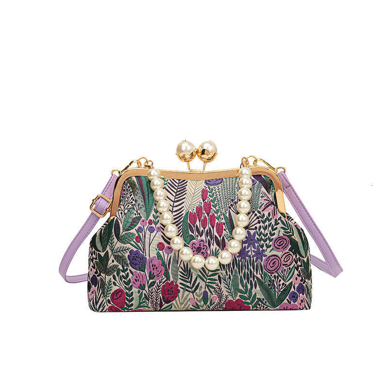 Popular floral shell 2026 spring new vintage pastoral style shoulder versatile crossbody women's bag, trendy