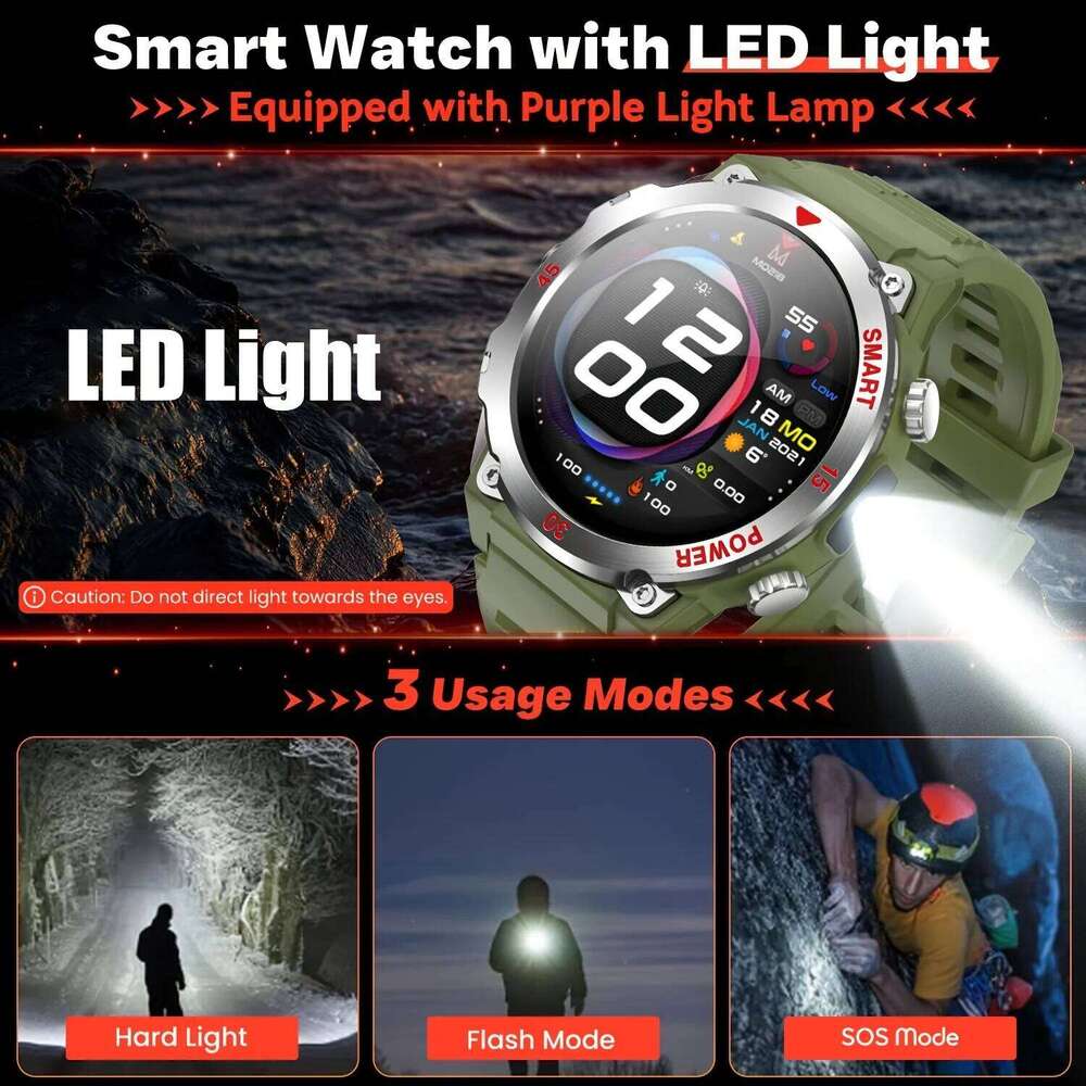New Smart Watch 1.52 inch HD Display Bluetooth Call LED Flashlight Multiple ModesPedometer Men's Sports Smartwatch