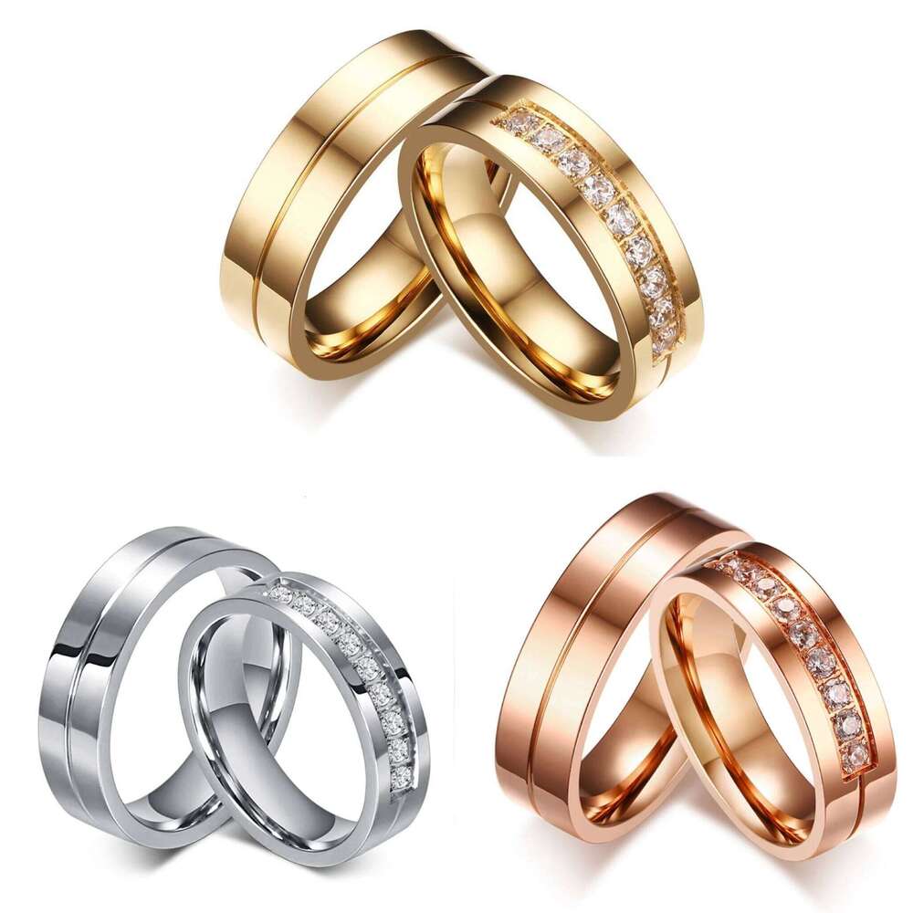 Wedding Ring rs Cubic Zirconia Rings for Men Women Engagement Jewelry Stainless Steel Girlfriend Gift H260312