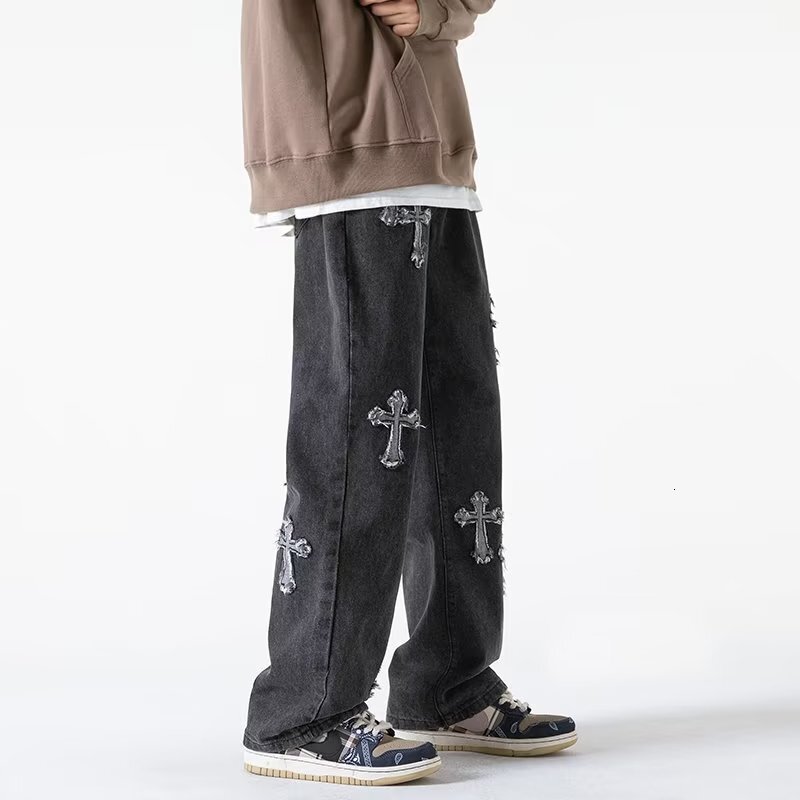 Luxury Brand Designer Clothes Summer New Cross Jeans Men's Trendy Slim Fit Pants Casual Loose Versatile Design Stylish Long Pants