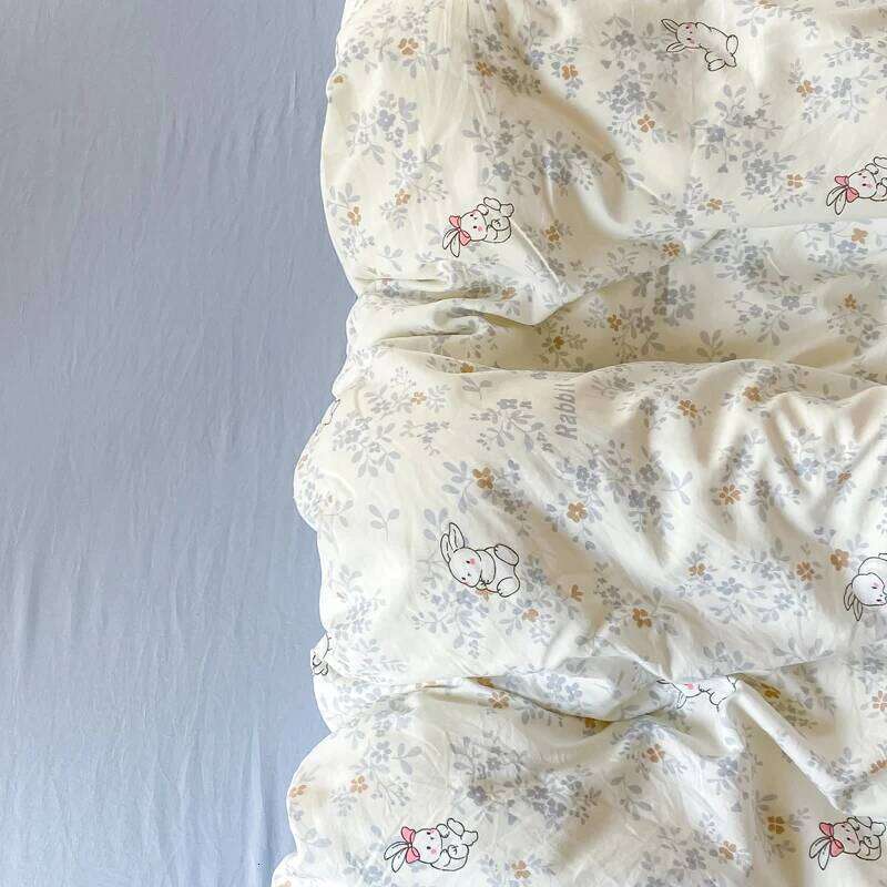 Cute Cartoon Rabbit Bedding Simple Duvet Cover Linen Bed Sheets Set Pillowcase Single Twin Double Queen Size Home Decor H260312