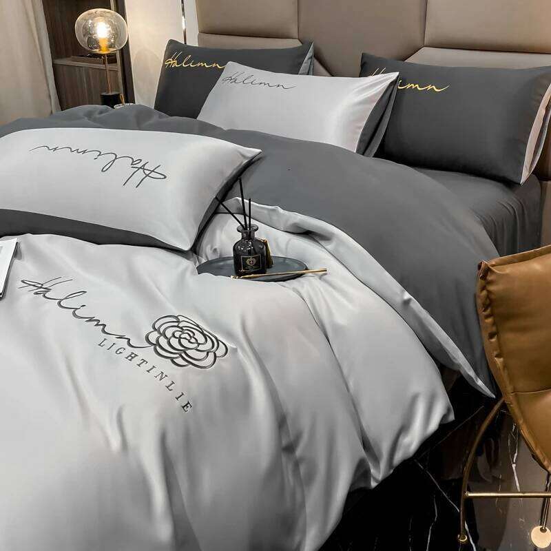 Floral Embroidered Bedding Sets Modern Comfortable Duvet Cover Comforters Covers with Pillowcase for Hotel Bedroom Decor H260312