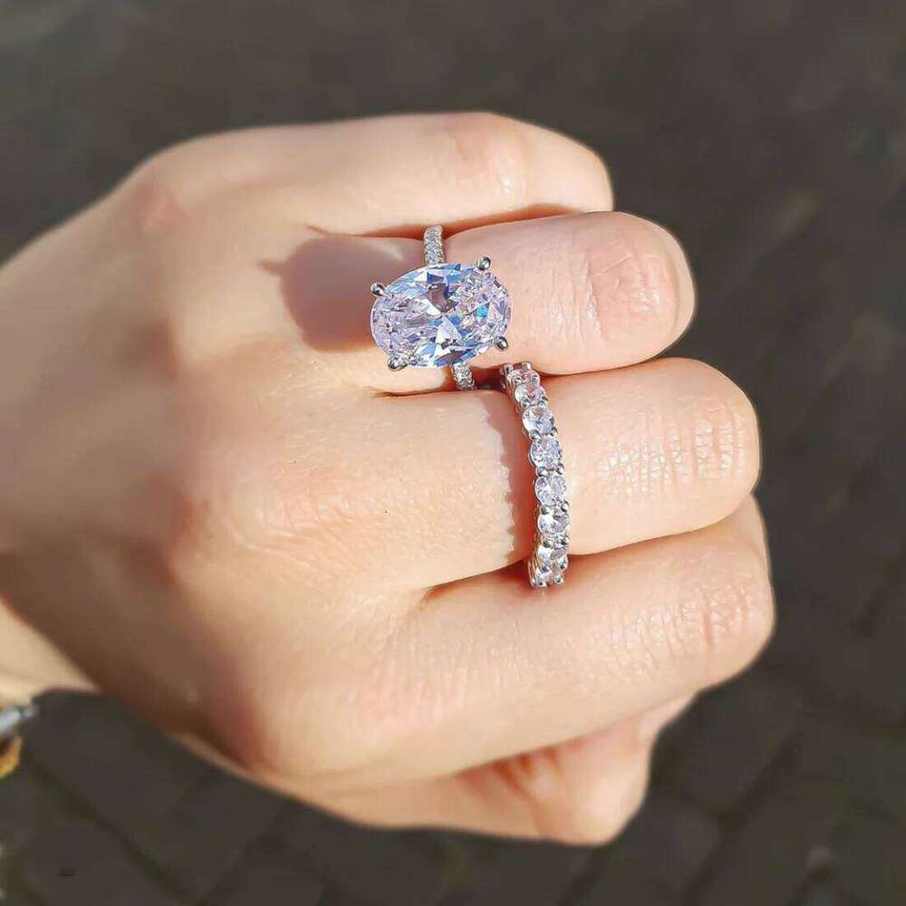 Luxury 925 Sterling SILVER Oval Square Simulated Diamond Rings Finger For Cocktail ENGAGEMENT WEDDING Women JEWELRY H260312