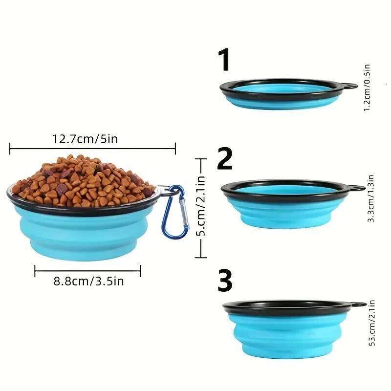 2 Pack Portable Collapsible Dog Bowl Cover Travel-Friendly Waterand Food Dish with Lid 26Y0312