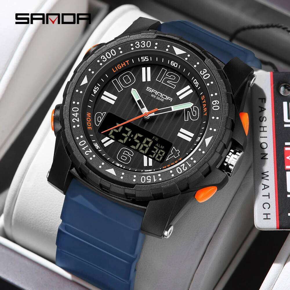 SANDA New 3375 Fashion Sports Multi functional Waterproof LED Student Electronic Watch