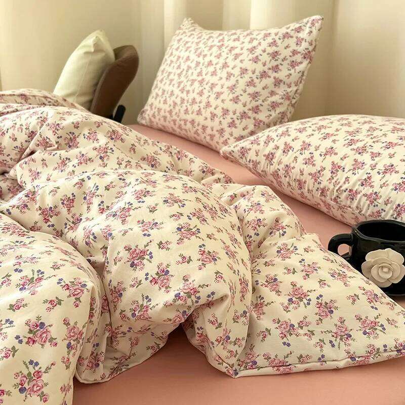 2025 New Class A Thickened Knitted Cotton Double Yarn Four-Piece Small Floral Quilt Set Bed Sheets Gift for Home H260312