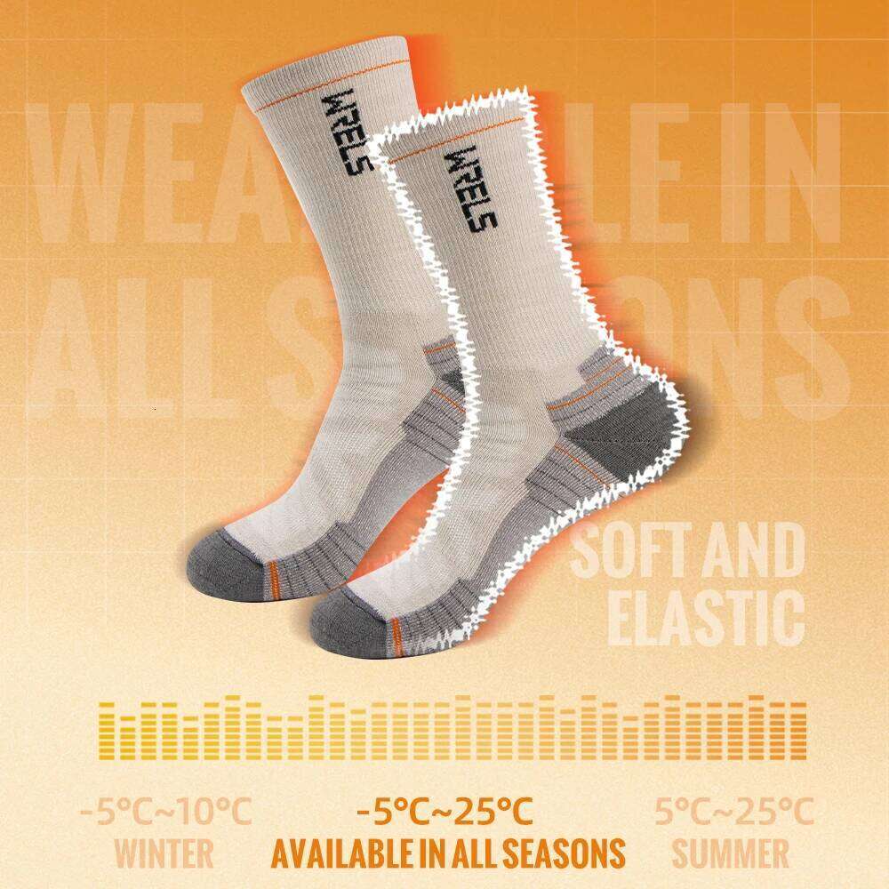 WRELS Merino Wool Hiking Running Soft Lightweight Shock Absorption Damping Mid-Calf Breathable Ankle Cycling Socks Z260312