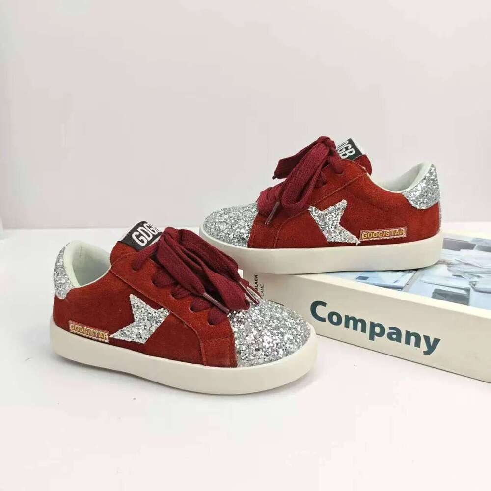 New Fashion Autumn Spring Children Star Board Boy Soft Soled Front Lace-up Color-blocking Sequin Sneakers Girl Casual Shoe H260312