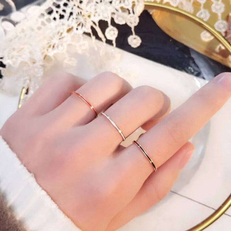1mm Thin Stackable Ring White/Black/Red Enamel Stainless Steel Wedding Band for Women Girl Size 3-10 H260312
