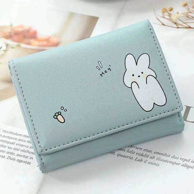 2024 Women Short Cute Small Wallet with Hasp ID Bank Card Holder for Student Girl Coin Purse Ladies Wallets Cartoon Bag Pink